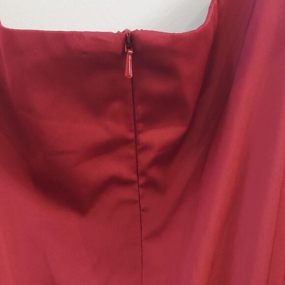 Mac Duggal 67907 Burgundy Satin V-Neck Long Sleeve Dress Sz 22W NWT - Picture 9 of 13